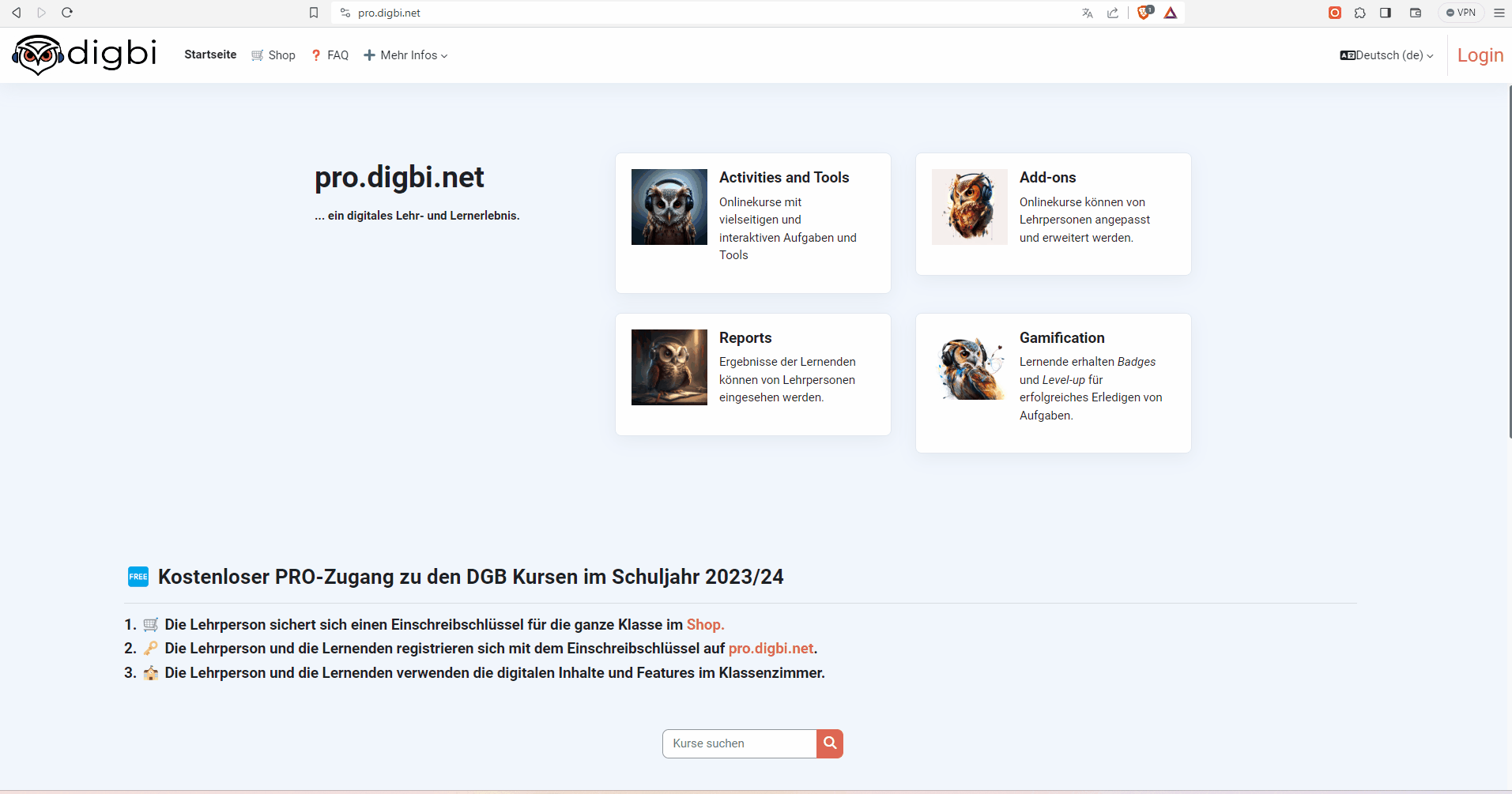 Accounterstellung und Anmeldung shop.digbi